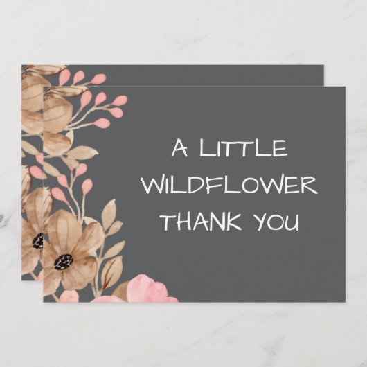 Eine kleine Wildblume Pink Girl Babydusche Dankeskarte (Vorne/Hinten)