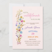 Eine kleine Wildblume Rosa Girl Dusche Einladung (Vorderseite)