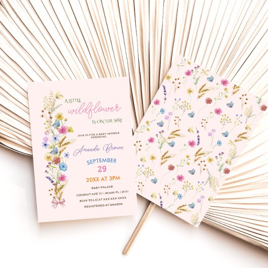 Eine kleine Wildblume Rosa Girl Dusche Einladung
