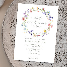 Eine kleine Wildblume Watercolor Girl Babydusche Einladung