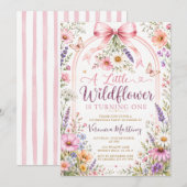 Eine kleine Wildblume wird an einem Mädchen-Geburt Einladung (Vorne/Hinten)