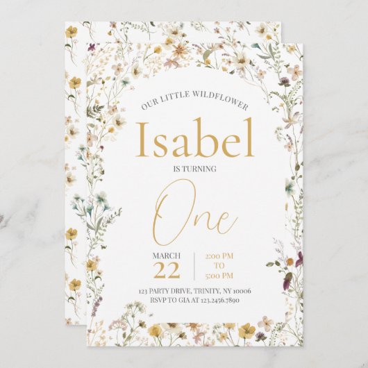 Eine kleine Wildblume zum Geburtstag Einladung (Vorne/Hinten)