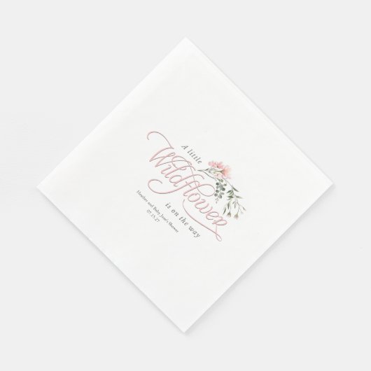 Eine kleine Wildblume zum Thema Rosa-Babydusche Serviette (Ecke)