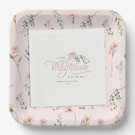 Eine kleine Wildblume zum Thema Rosa-Babydusche Serviette