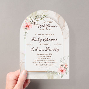 Eine kleine Wildblumen-Baby-Party Elegant Acryleinladungen