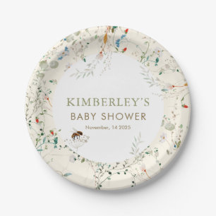 Eine kleine Wildblumen-Baby-Party Pappteller