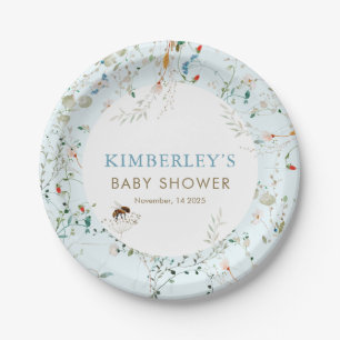 Eine kleine Wildblumen-Baby-Party Pappteller