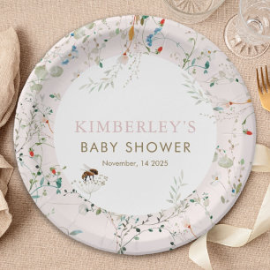 Eine kleine Wildblumen-Baby-Party Pappteller