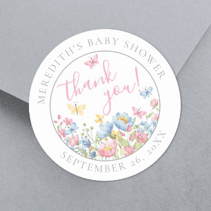 Eine kleine Wildblumen-Baby-Party Runder Aufkleber