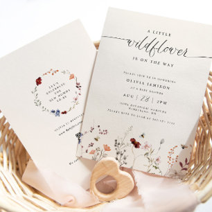 Eine kleine Wildblumen-Boho-Baby-Party Biene Einladung