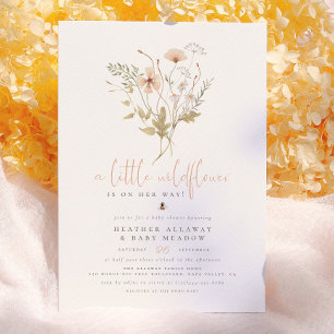 Eine kleine Wildblumen-Boho-Natur-Themen-Baby-Part Einladung