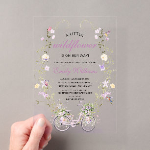 Eine kleine Wildblumen-Frühlings-Baby-Party Acryleinladungen