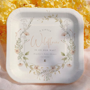 Eine kleine wilde Blumen Boho Mädchen Babyparty Pappteller
