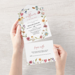Eine kleine wilde Blumen-Mädchen-Baby-Party All In One Einladung