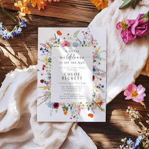 Eine kleine wilde Blumenfarbenfrohe Baby-Party Einladung