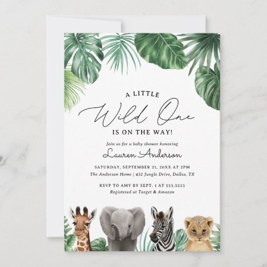 Eine kleine wilde Dusche auf dem Weg Safari Baby Einladung (Vorderseite)