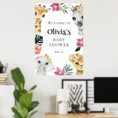 Eine kleine wilde Jungle Girl Babydusche Willkomme Poster (Heimbüro)
