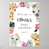 Eine kleine wilde Jungle Girl Babydusche Willkomme Poster (Vorne)