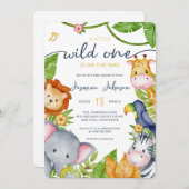 Eine kleine wilde Jungle Tierdusche Einladung (Vorne/Hinten)