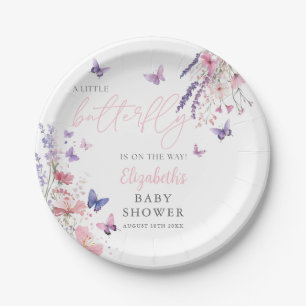 Eine kleine wilde Schmetterlings-Blumen-Babyparty Pappteller