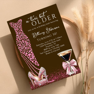 Eine Kleinigkeit Älter Mocha Rosa Glam Geburtstags Einladung