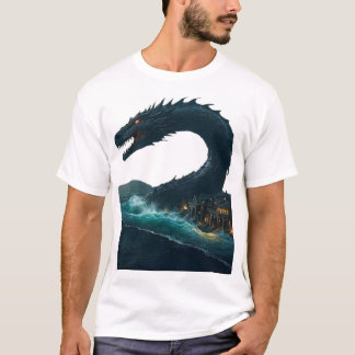 Eine kolossale Schlange im Meer, die durch die ver T-Shirt