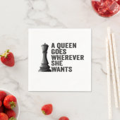 Eine Königin geht, wo immer sie Funny Chess Lover  Serviette (Beispiel)