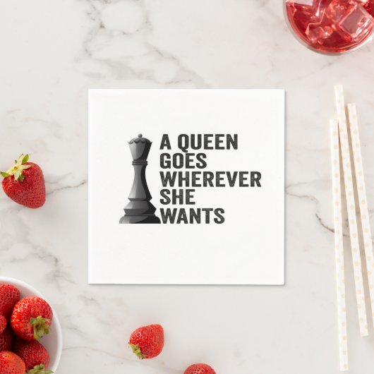 Eine Königin geht, wo immer sie Funny Chess Lover  Serviette (Beispiel)
