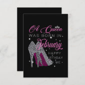 Eine Königin war im Februar Geboren, glücklich zum RSVP Karte (Vorne/Hinten)