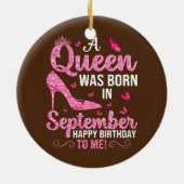 Eine Königin war im September glücklich von Geburt Keramik Ornament (Hinten)