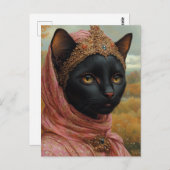 Eine königliche schwarze Katze in rosa Robben und  Postkarte (Vorne/Hinten)