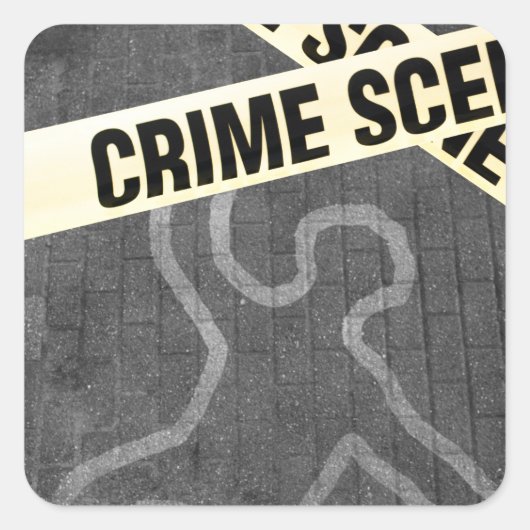 Eine Kontur einer Person auf einer Straße. Mord? S Quadratischer Aufkleber (Vorderseite)