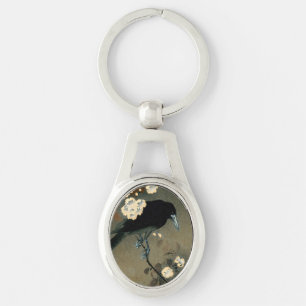 Eine Krähe und eine Blüte durch Ohara Koson Vint Schlüsselanhänger