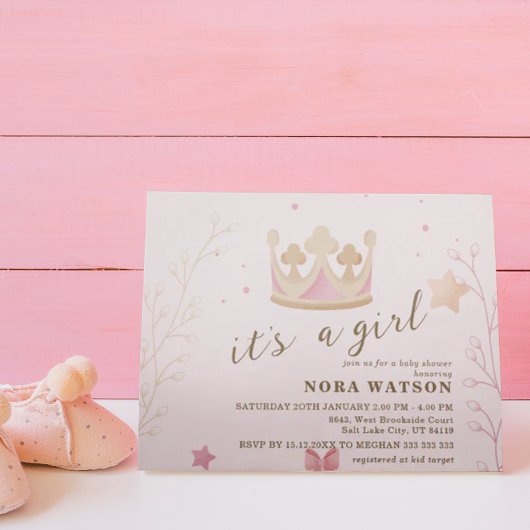 "Eine Krone für Prinzessinnen" Pastel Shade Kinder Einladung