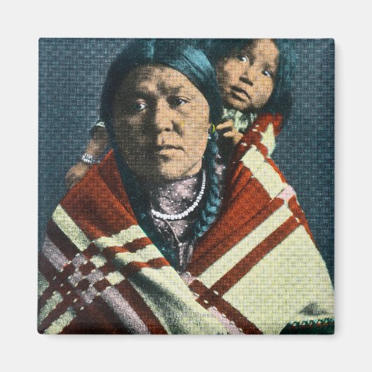 Eine kruge indische Madonna mit Kind Magnet (Vorne)