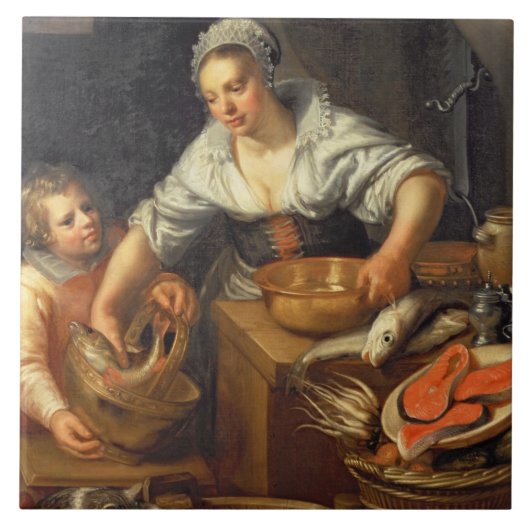 Eine Küchen-Szene Fliese (Vorderseite)