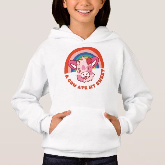 Eine Kuh aß meinen süßen Slogan Hoodie (Vorderseite)