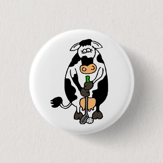 Eine Kuh, die Golf spielt Button (Vorderseite)