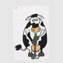 Eine Kuh, die Golf spielt Golfhandtuch