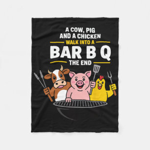 Eine Kuh, ein Schwein und ein Huhn gehen in ein R Fleecedecke