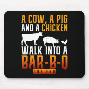 Eine Kuh, ein Schwein und ein Huhn gehen in ein R- Mousepad