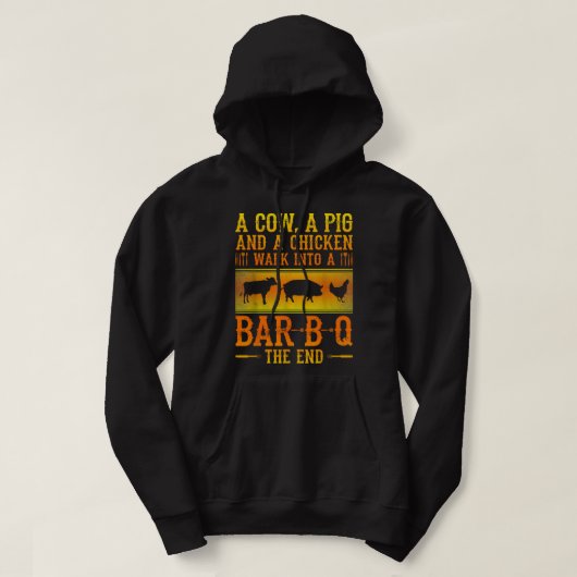 Eine Kuh, ein Schwein und ein Huhn gehen in einen Hoodie (Design vorne)