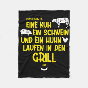 Eine Kuh, ein Schwein und ein Huhn laufen in den G Fleecedecke