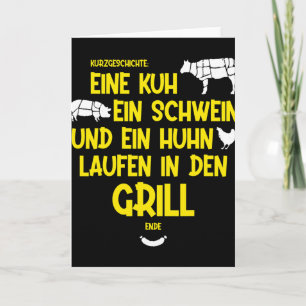Eine Kuh, ein Schwein und ein Huhn laufen in den G Karte