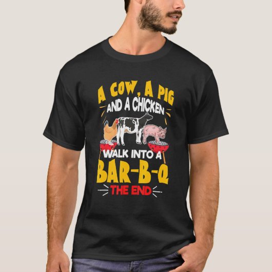 Eine Kuh, ein Schwein und ein Huhn wandern ins Bar T-Shirt (Vorderseite)