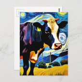 Eine Kuh in der frühen Nacht Postkarte (Vorne/Hinten)