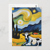 Eine Kuh in der frühen Nacht Postkarte (Vorne/Hinten)