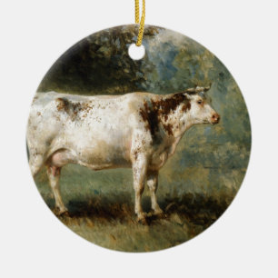 Eine Kuh in einer Landschaft durch konstantes Keramik Ornament