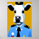 Eine Kuh in Polizeiuniform | AI Art Poster (Vorne)