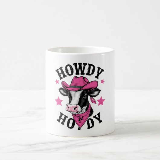 Eine Kuh mit einem lebhaften rosa Cowboy Kaffeetasse (Mittel)